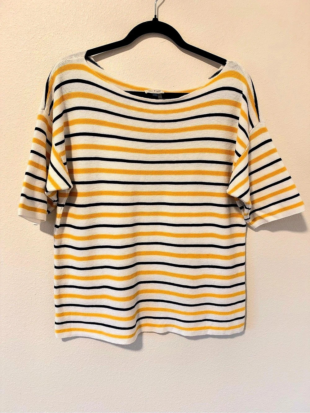court & rowe Striped Short Sleeve Knit Nautical Preppy Top Size Large